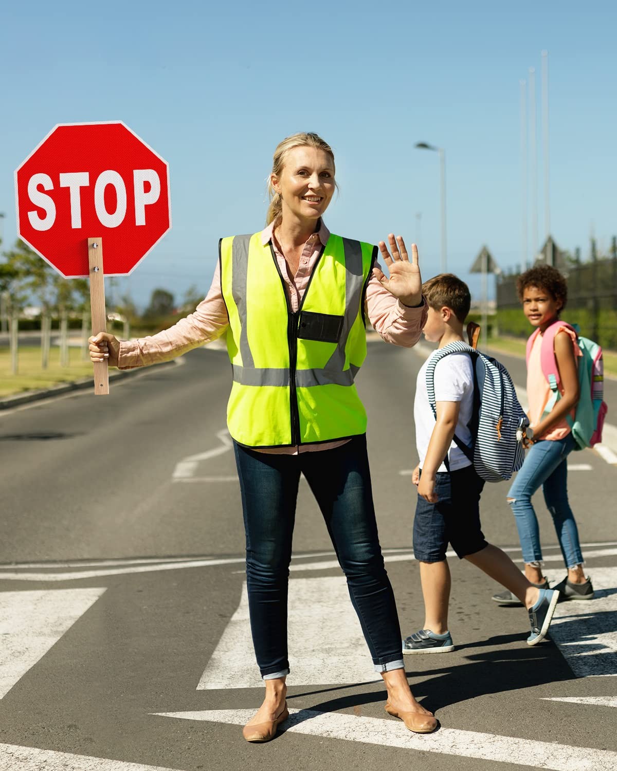 Stop Slow Sign, Double Sided Street Slow Warning Reflective Signs, 13×13 inch…