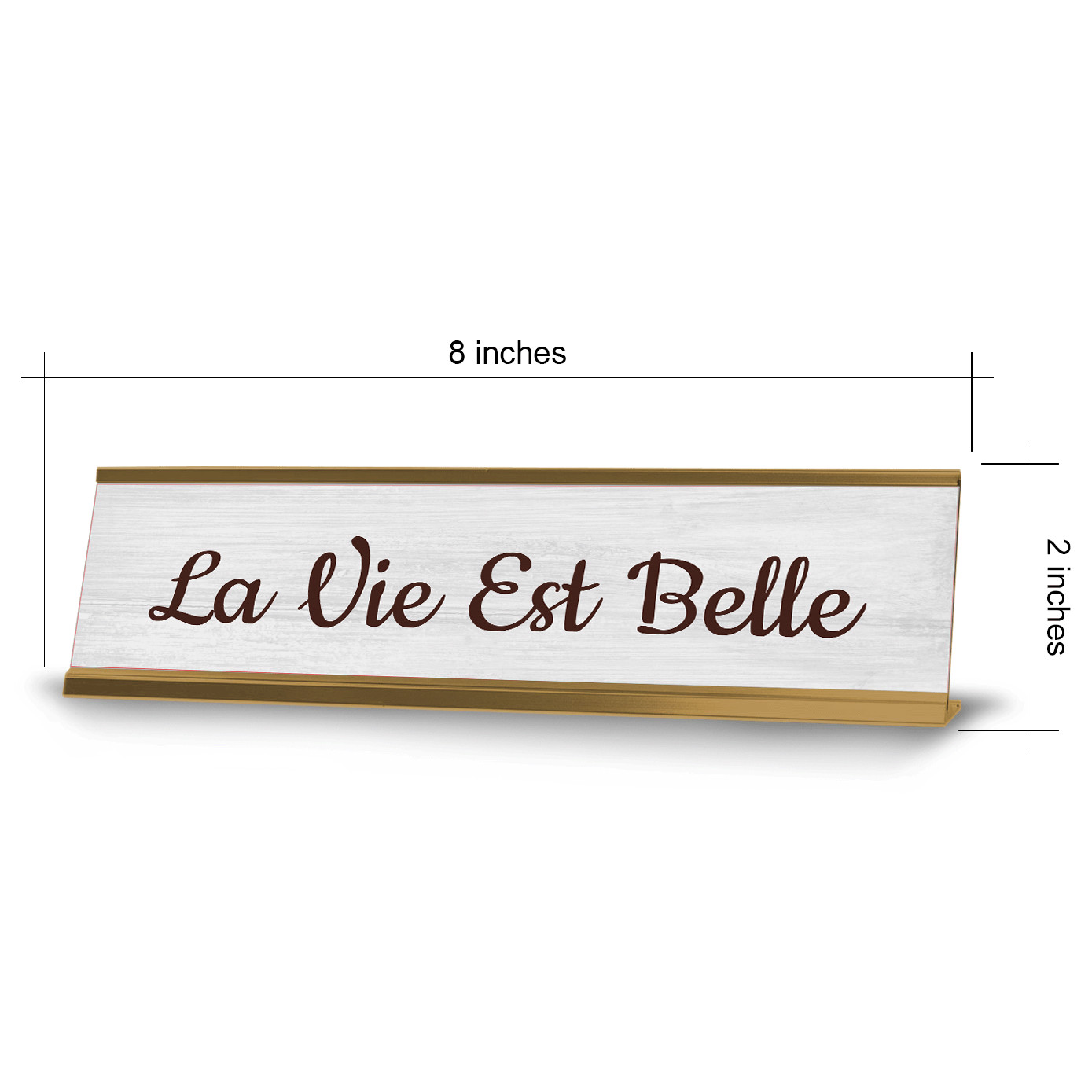 La Vie Est Belle 2 x 10″ Desk Sign | French Inspirational Quote Office Décor