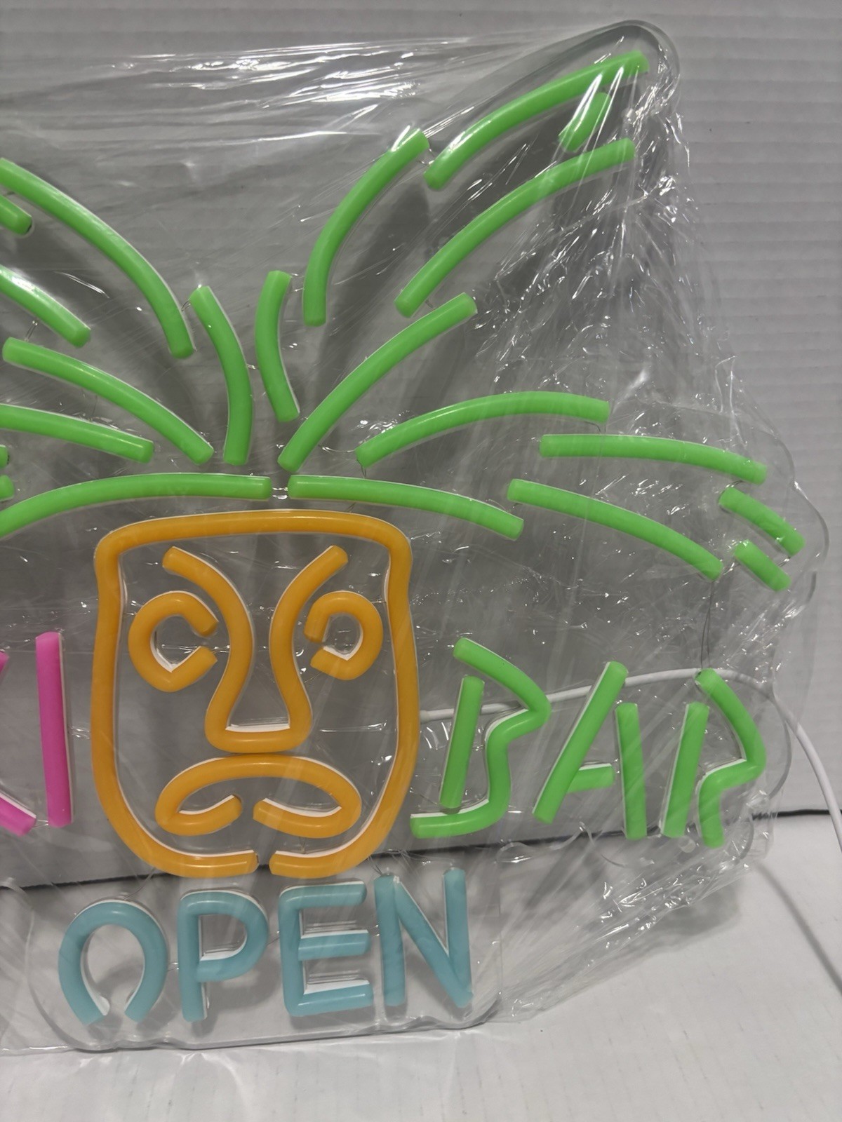 Tiki Bar Open Neon LED Wall Sign Dimmable Store Bar Wall Decor 14″x13″