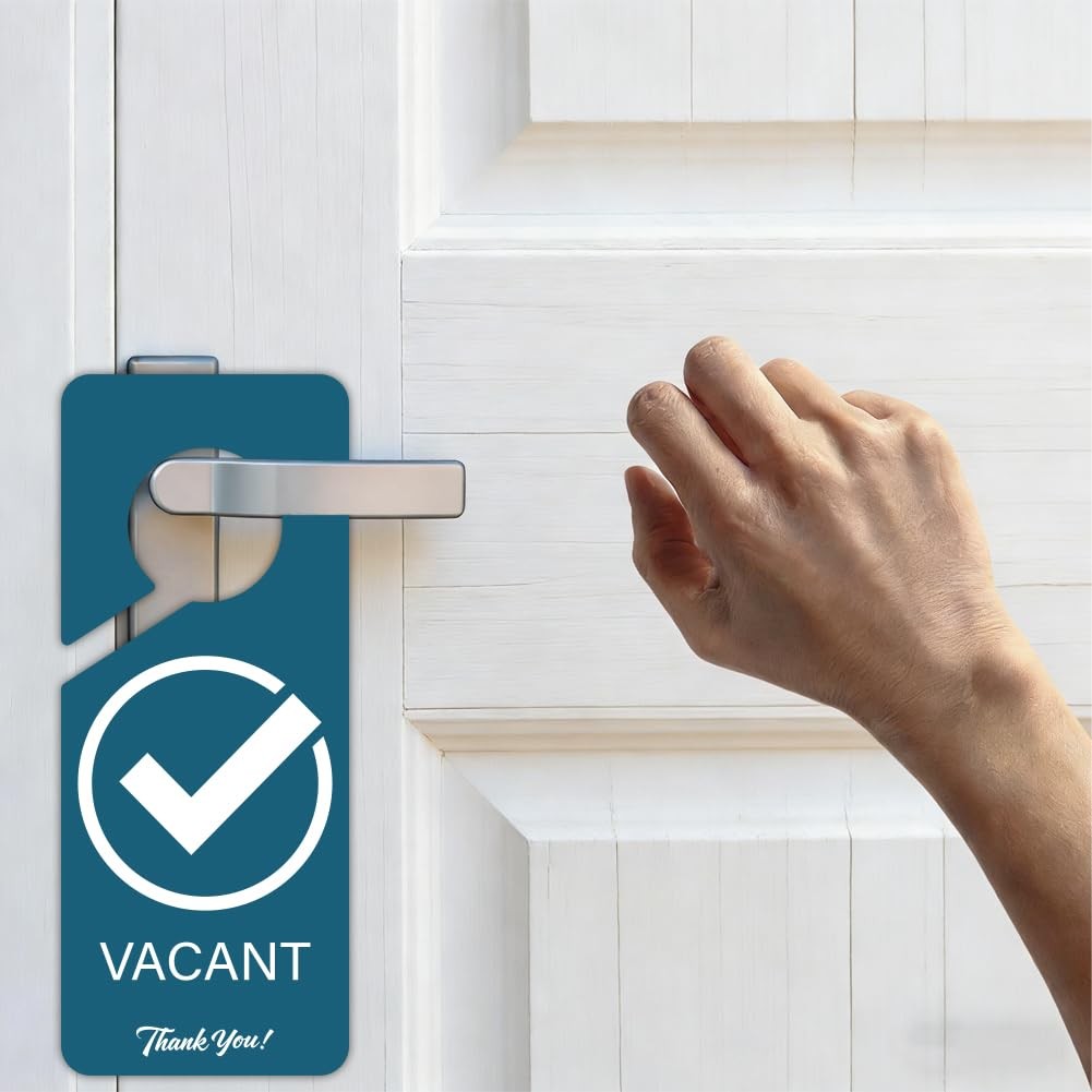 PRESSINART 2Pcs Vacant Occupied Door Hanger Sign PVC Double Sided 9″ x 4″ Bat…