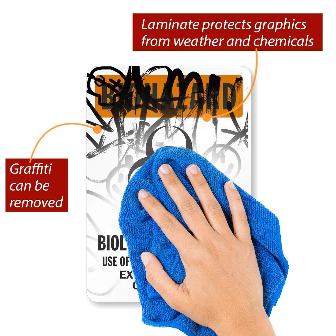 Biohazard Infectious Biological Material Label S6668EU10 7×10 Inch Vinyl