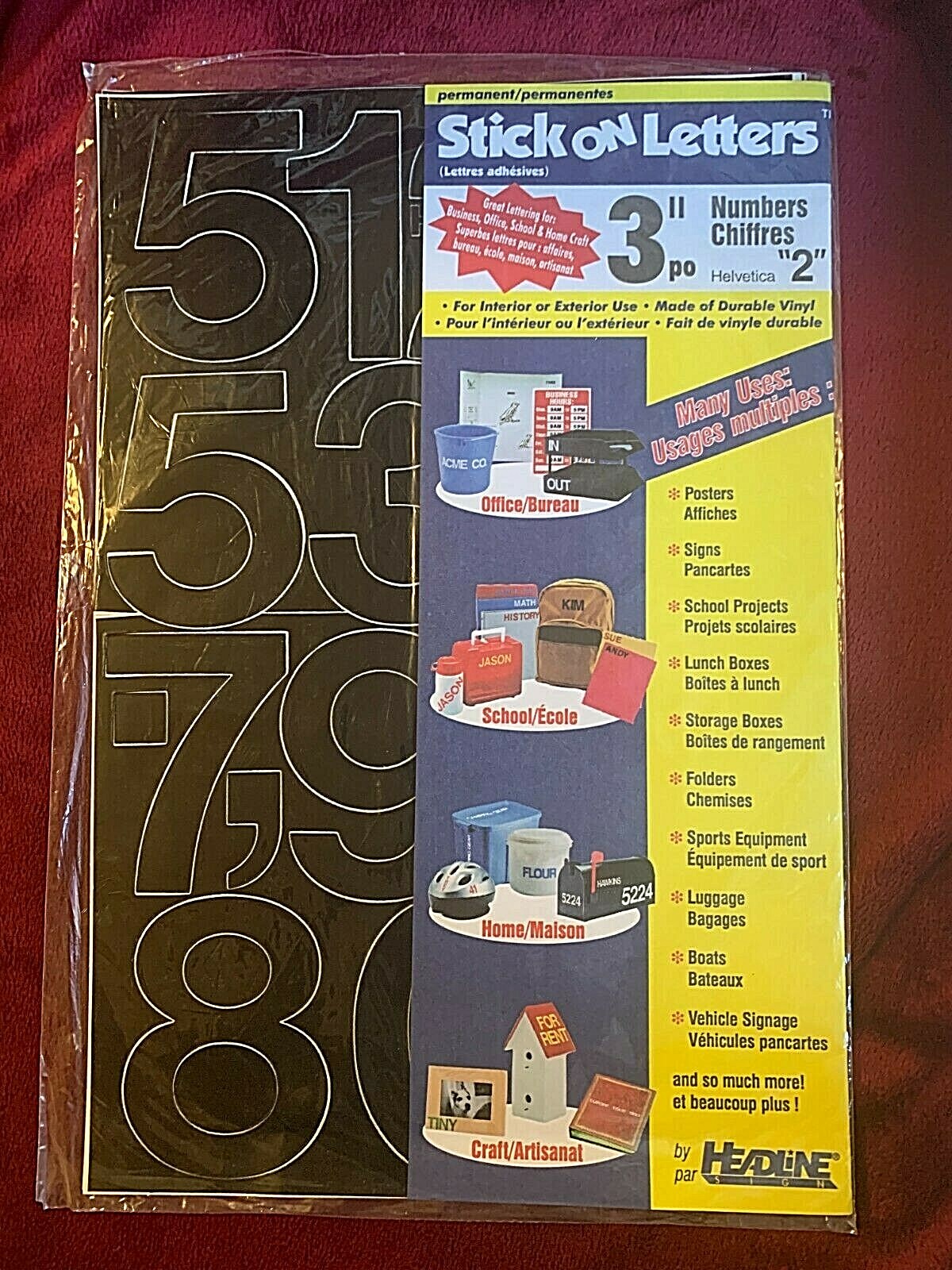 Vinyl Stick On NUMBERS 3″ Helvetica Black by Headline Sign-new in pkg