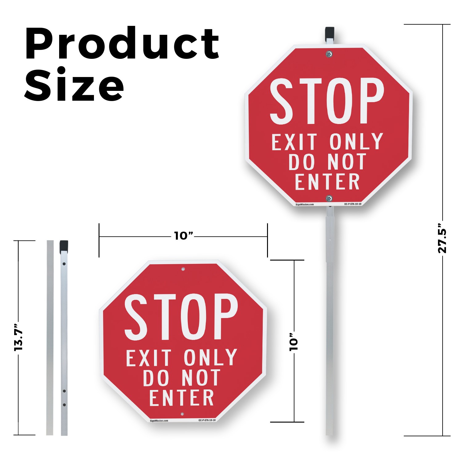 Stop Exit Only Do Not Enter Octagon Sign With Stake Weather Resistant
