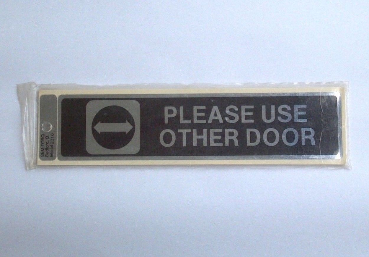 10 Pack PLEASE USE OTHER DOOR 1-7/8″x 8″ Self Adhesive Wall Business Sticker