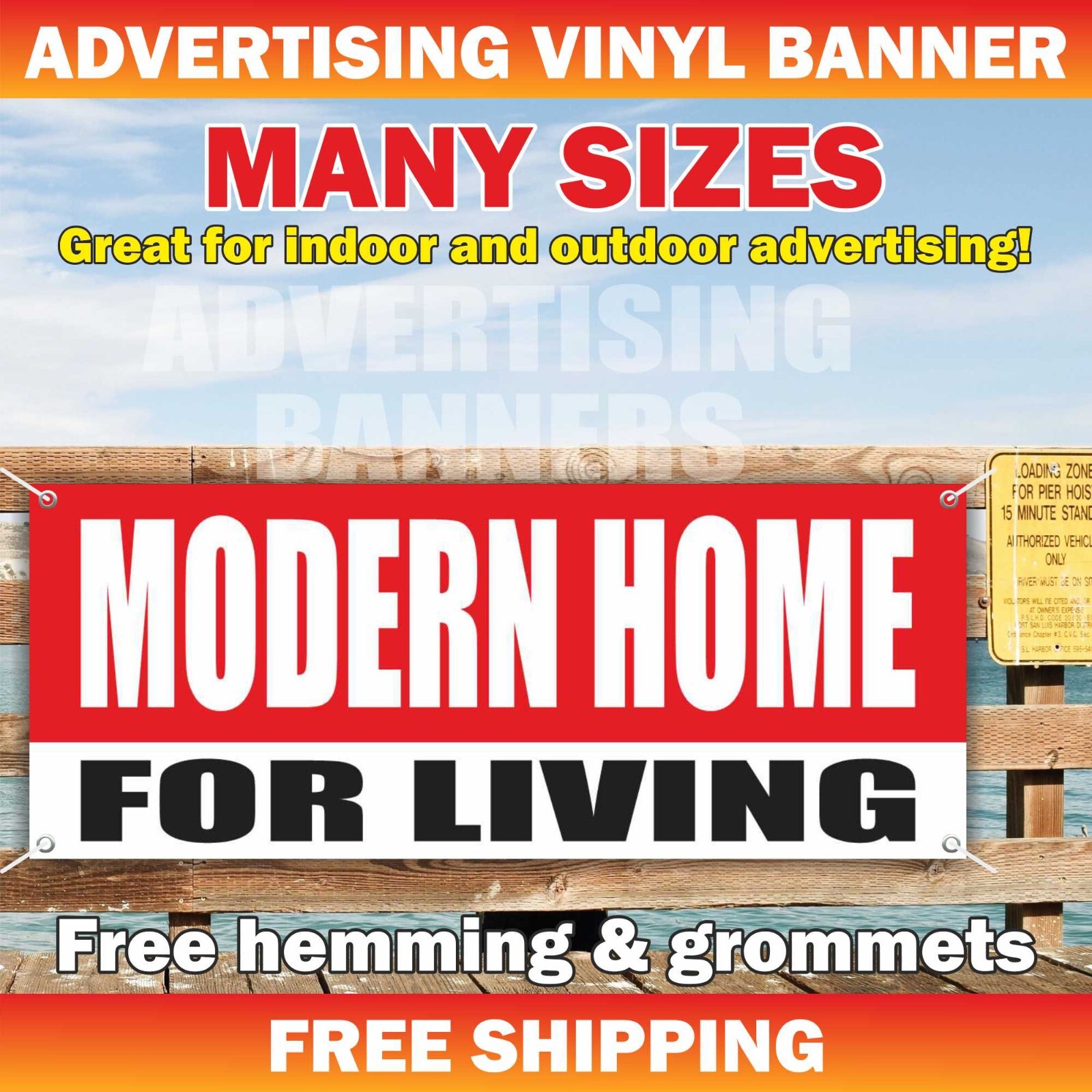 MODERN HOME FOR LIVING Advertising Banner Vinyl Mesh Sign Design Eco House