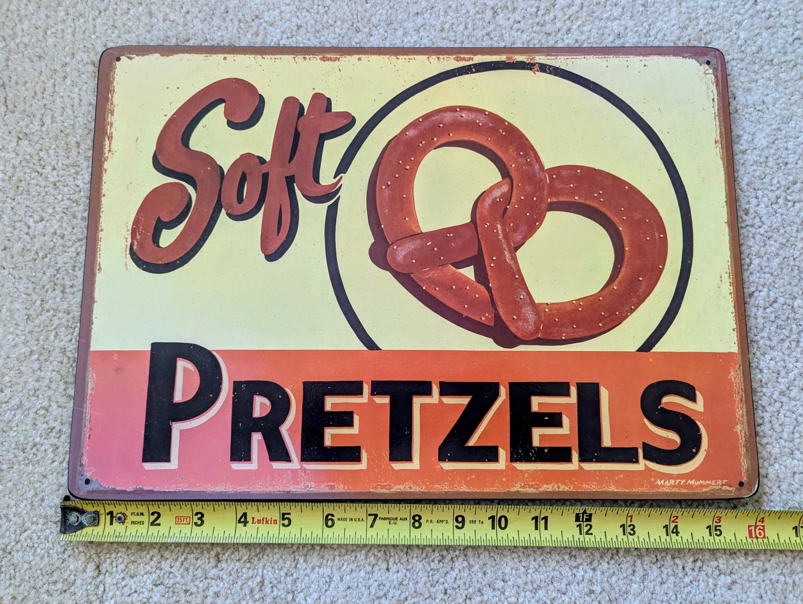 Soft Pretzels sign wall art for sale wood 16″ philly new york german man cave ca