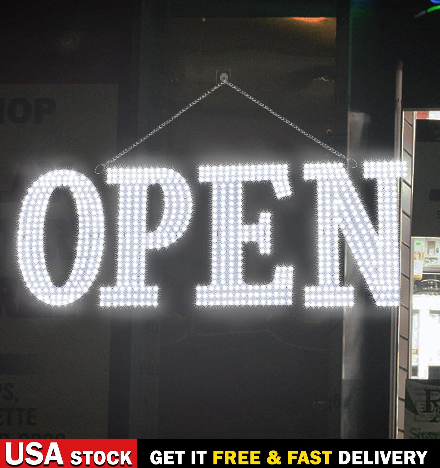 LED Open Sign for Business 30×10″ Ultra Bright Neon Window Wall Sign Retail New