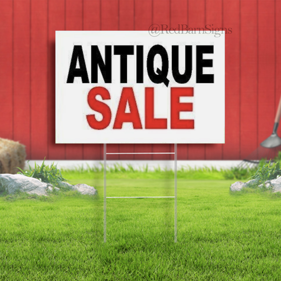 ANTIQUE SALE Indoor Outdoor Yard Sign with metal stakes
