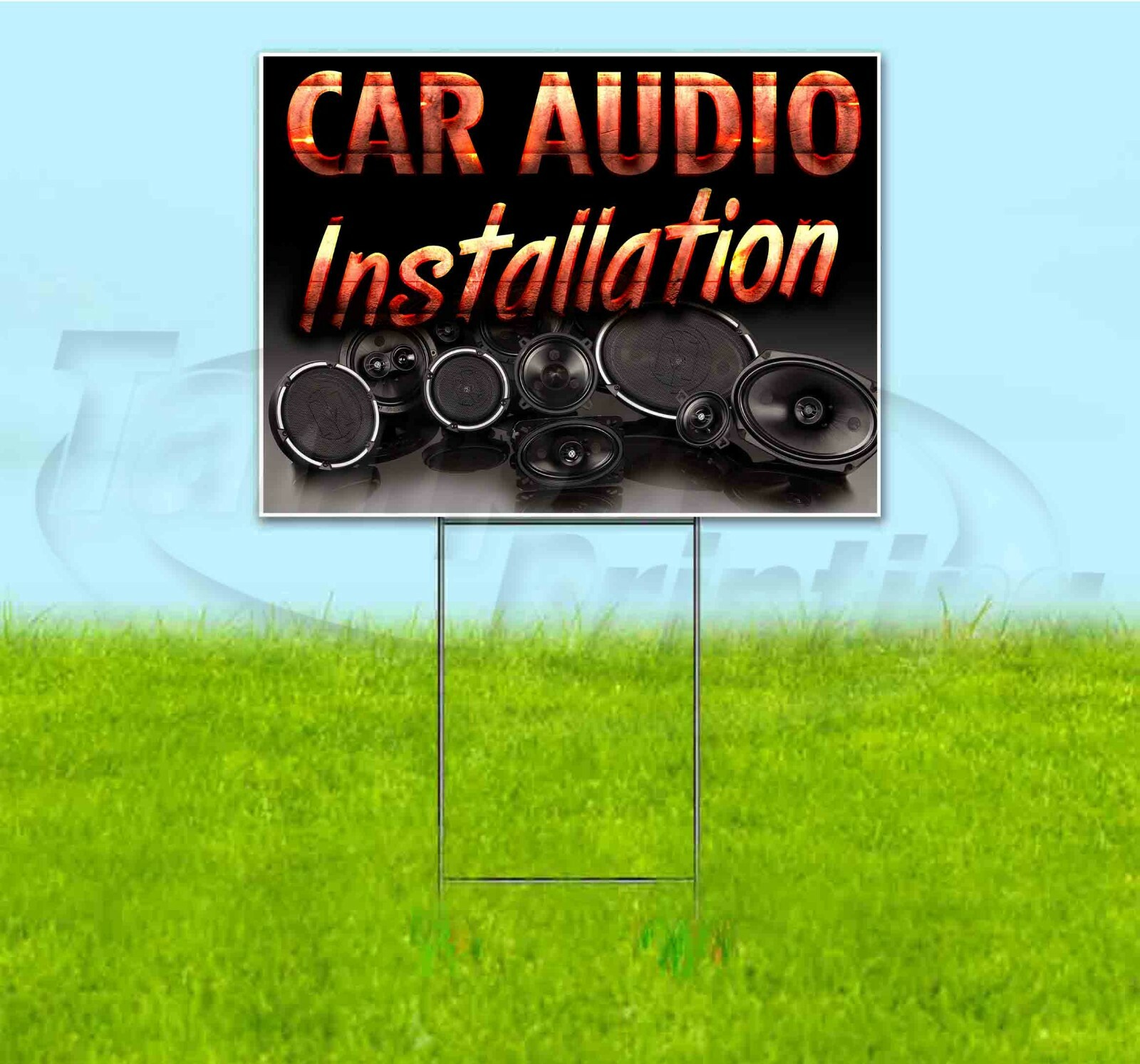 CAR AUDIO INSTALLATION 18×24 Yard Sign WITH STAKE Corrugated Bandit USA SERVICE