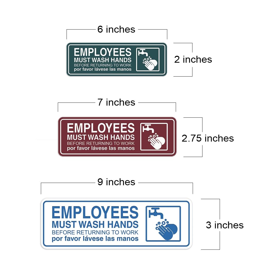 Small Standard Employees Must Wash Hands Door Wall Sign Brushed Gold