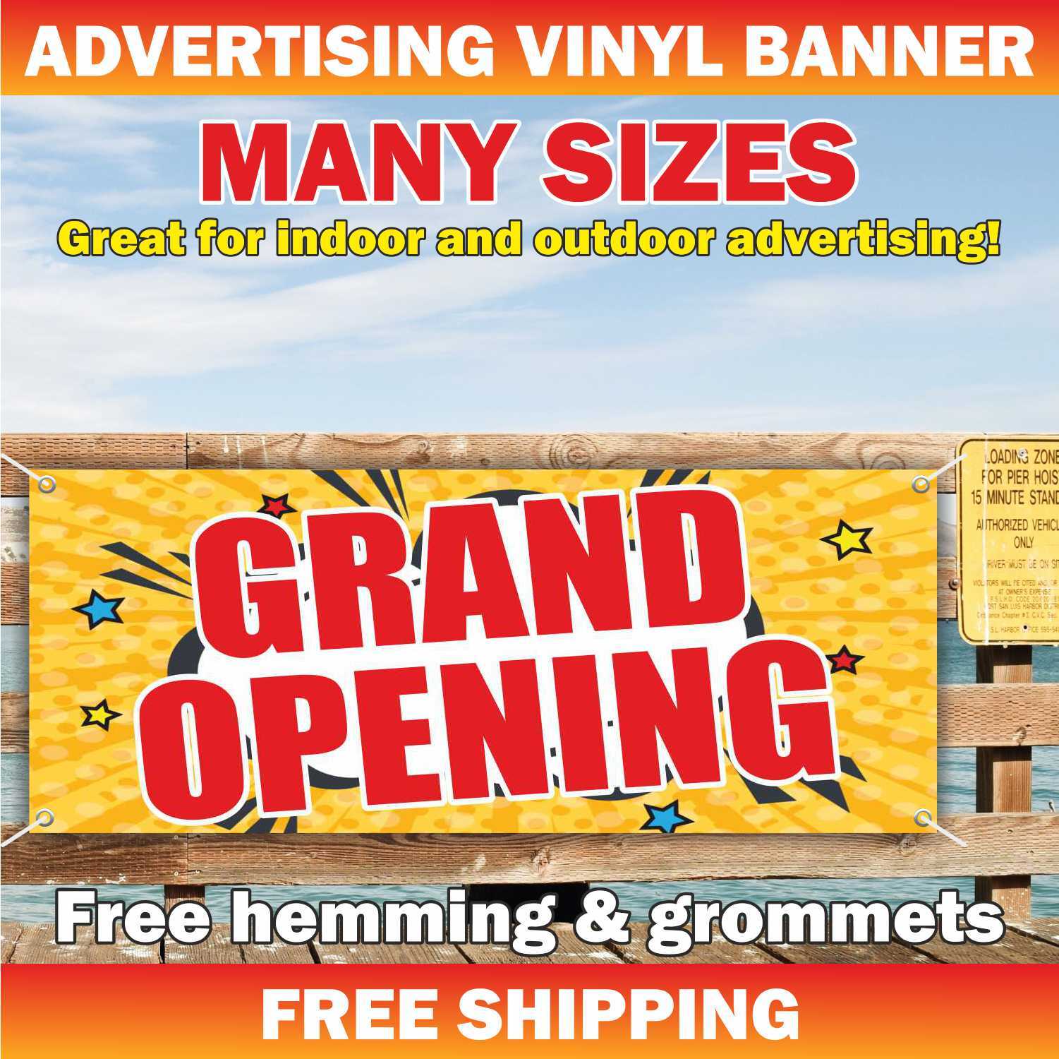 GRAND OPENING Advertising Banner Vinyl Mesh Sign Now Open Welcome Store Shop
