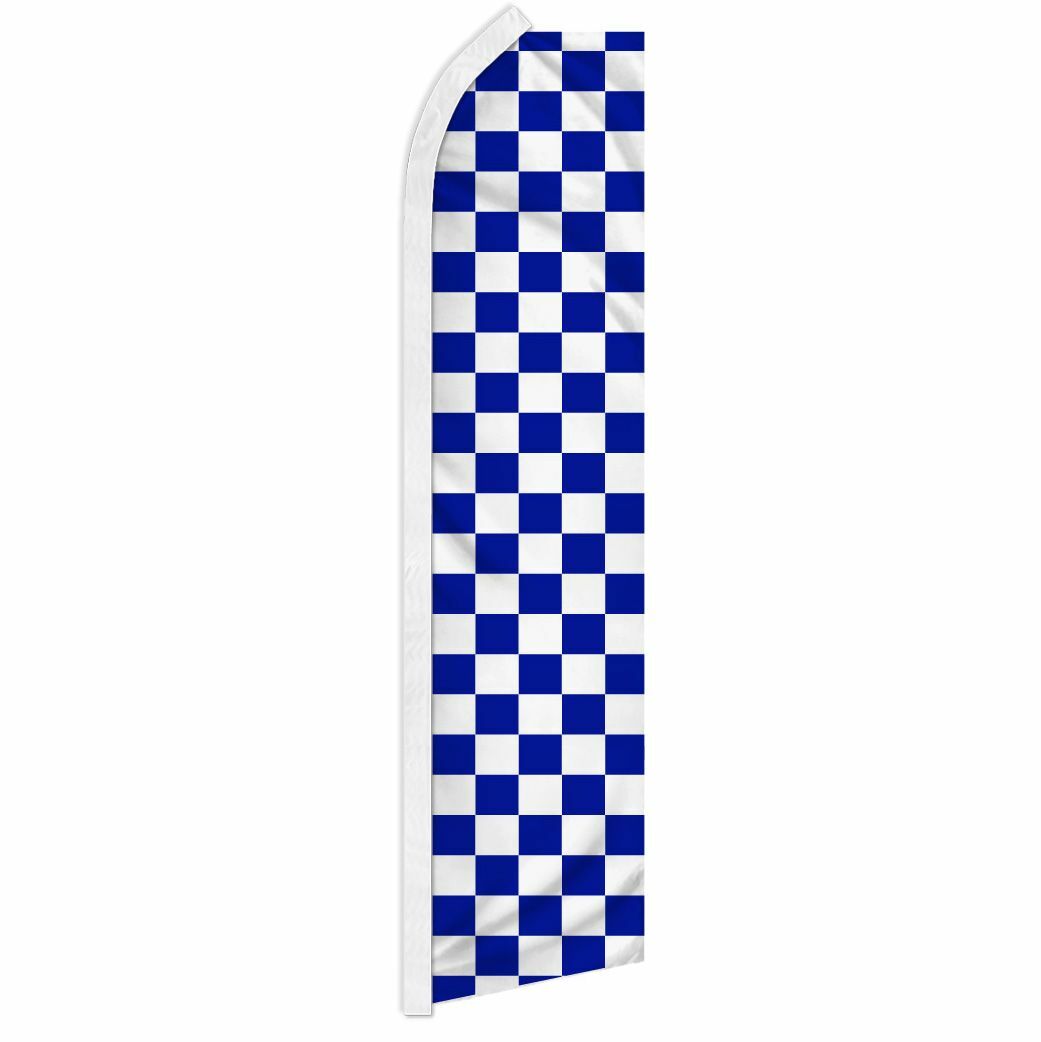 “BLUE & WHITE CHECK” advertising super flag swooper banner business sign checker
