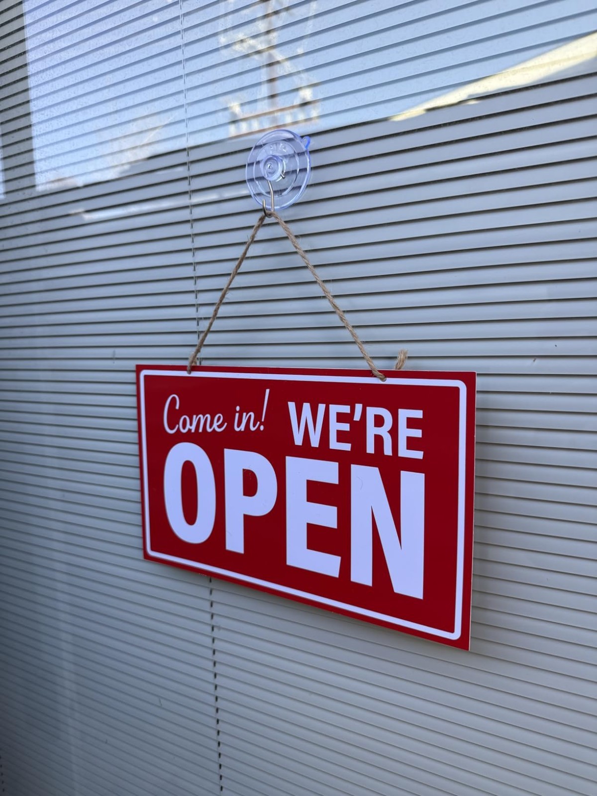 Open Closed Business Sign 10×6 Double Sided Plastic with Suction Cup & Twine New