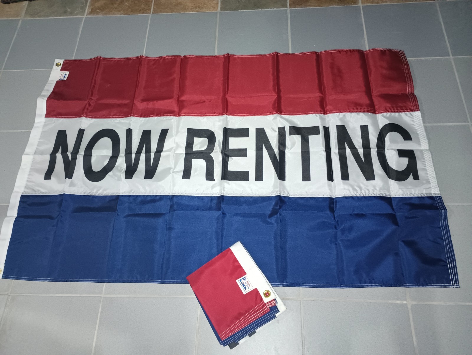 Lot Of 2 Now Renting 3′ X 5′ Nylon Banner Sign