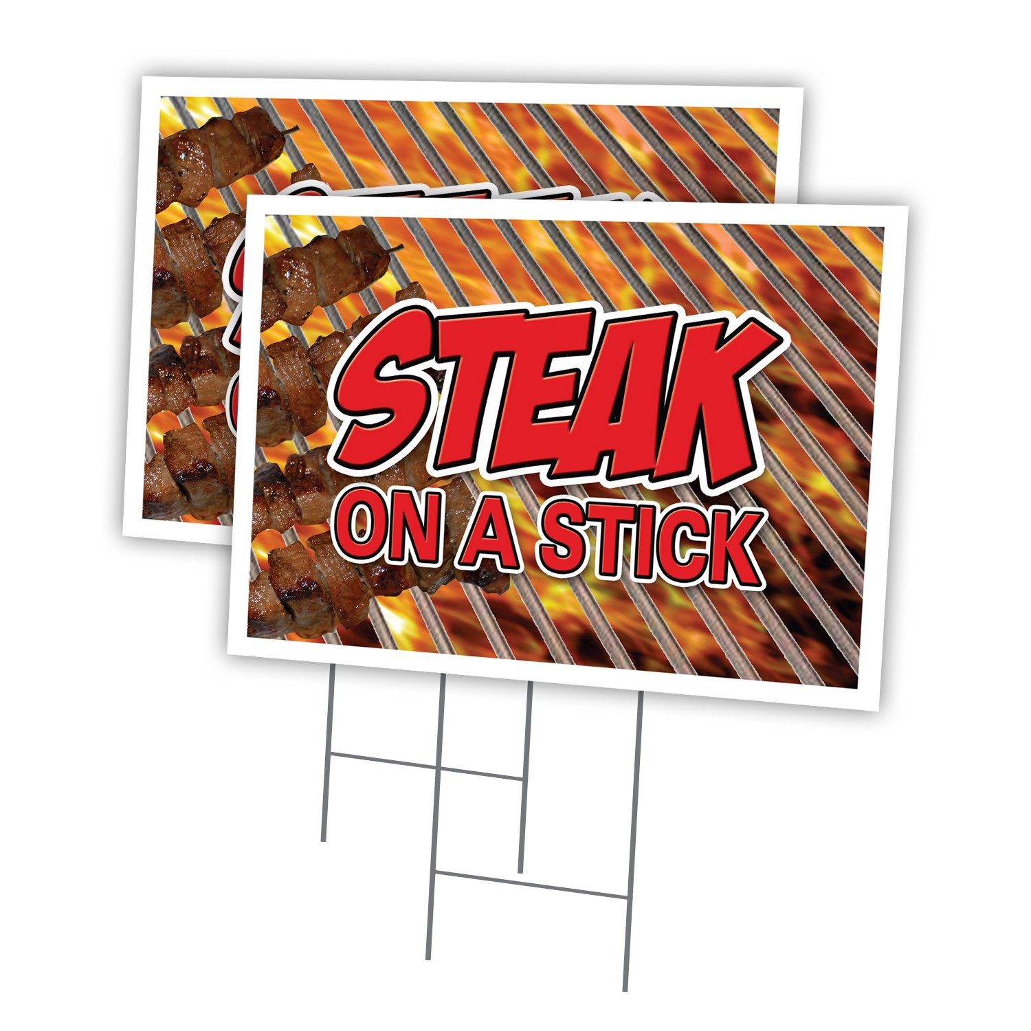 Steak On A Stick Multi-Pack of Yard Signs & Stake plastic coroplast window