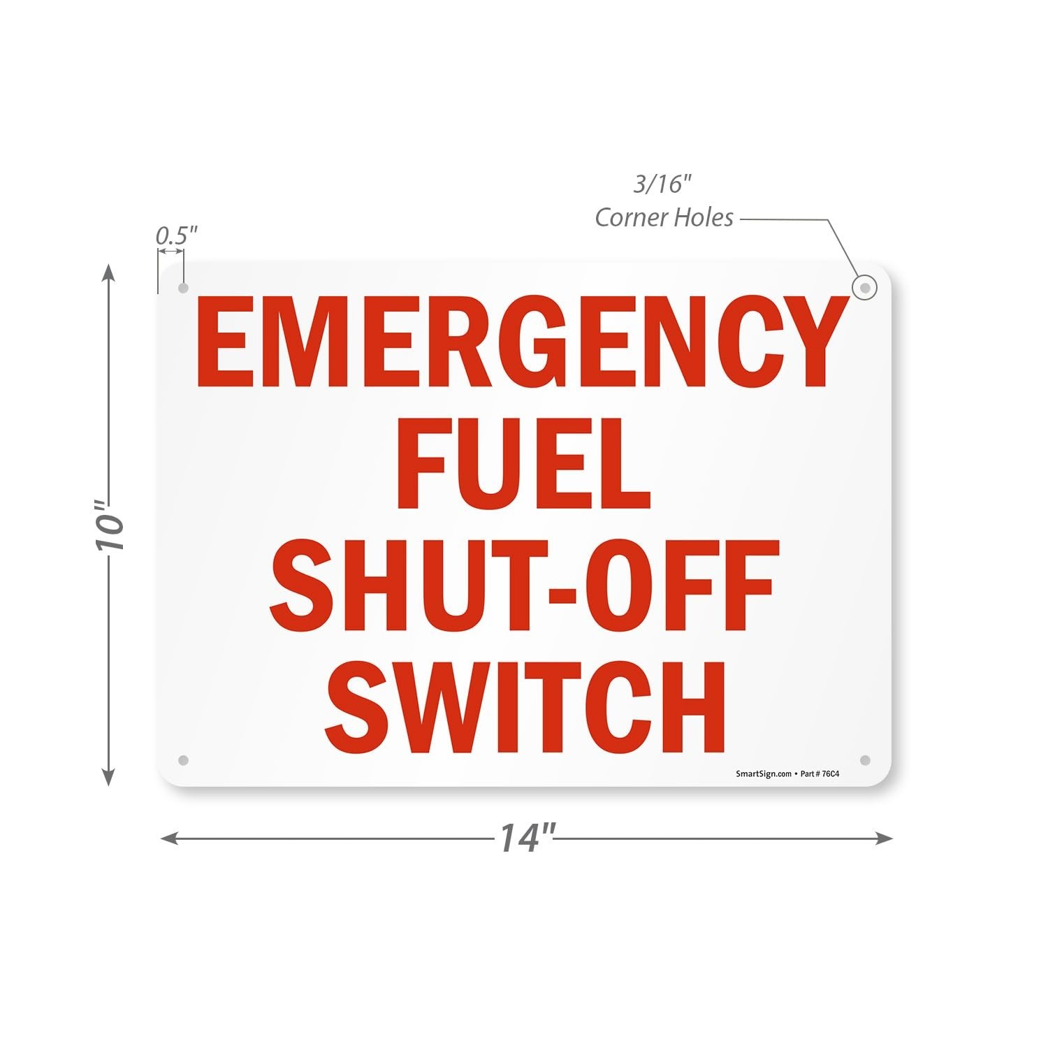 10 x 14 inch “Emergency Fuel Shut-Off Switch” Metal Sign, Screen Printed, 40 …