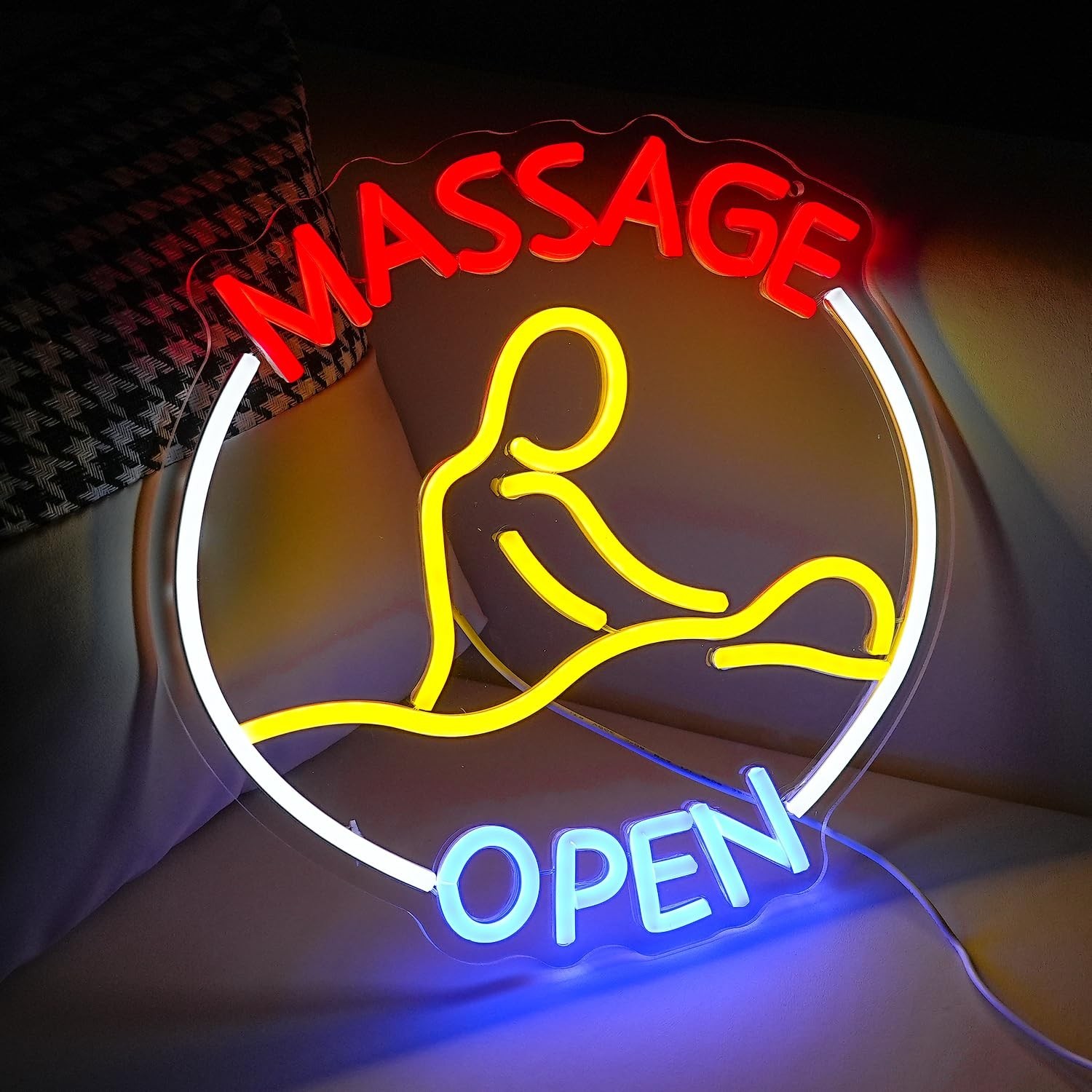 Massage Open Neon Sign USB LED Massage Relax Pattern Neon Light for SPA Dimma…
