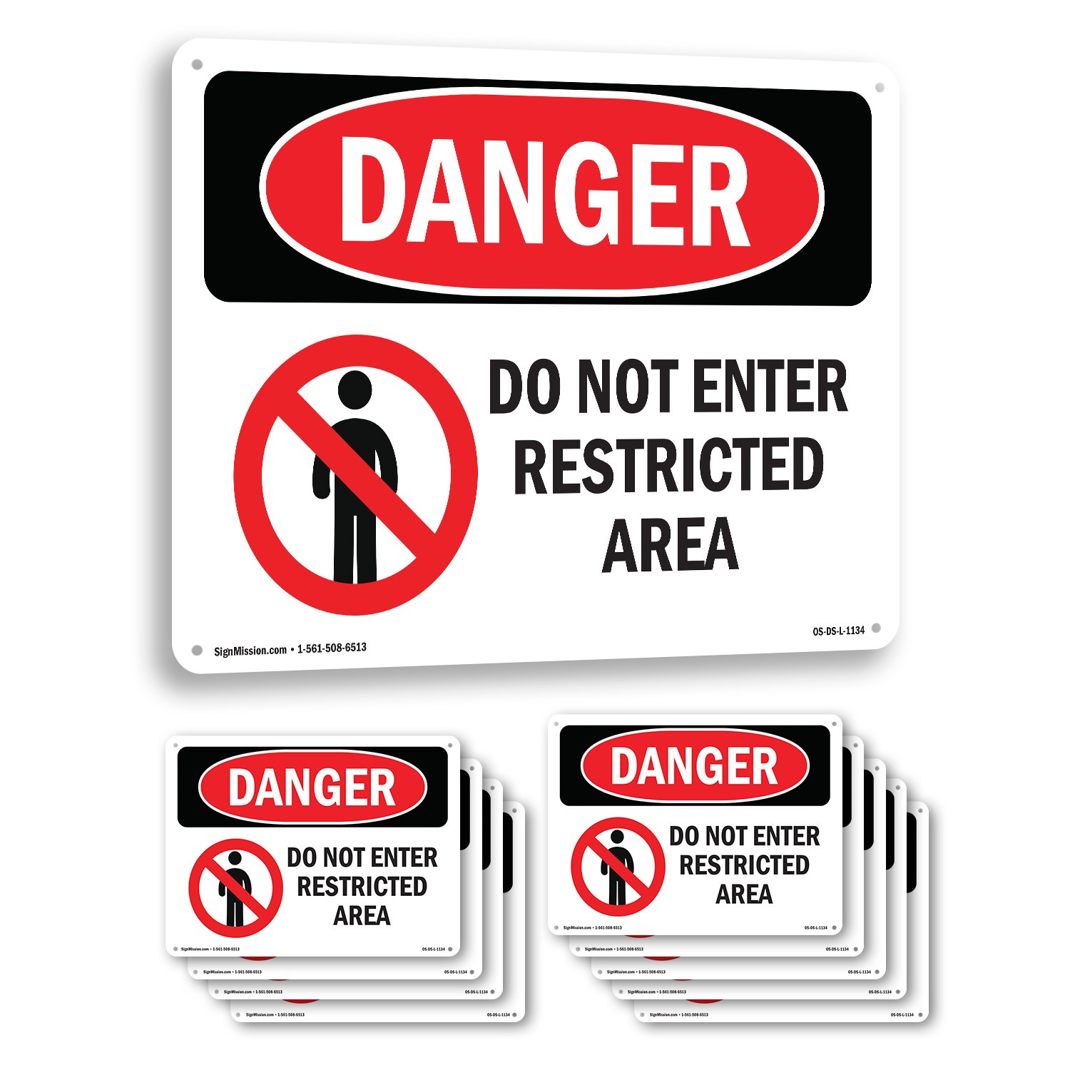 Do Not Enter Restricted Area OSHA Danger Sign Metal, Plastic, Decal 5 or 10 Pack