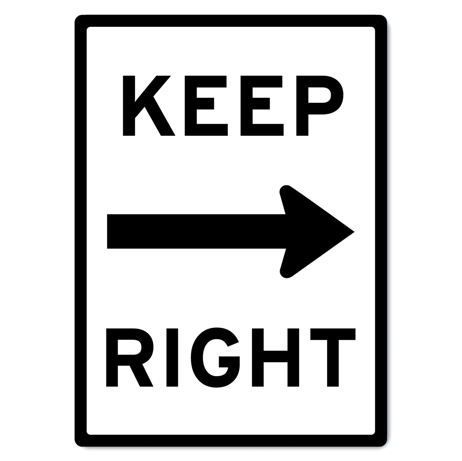 12×16 Inch Keep Right Traffic And Parking Warning Sign Metal Tin Plaque