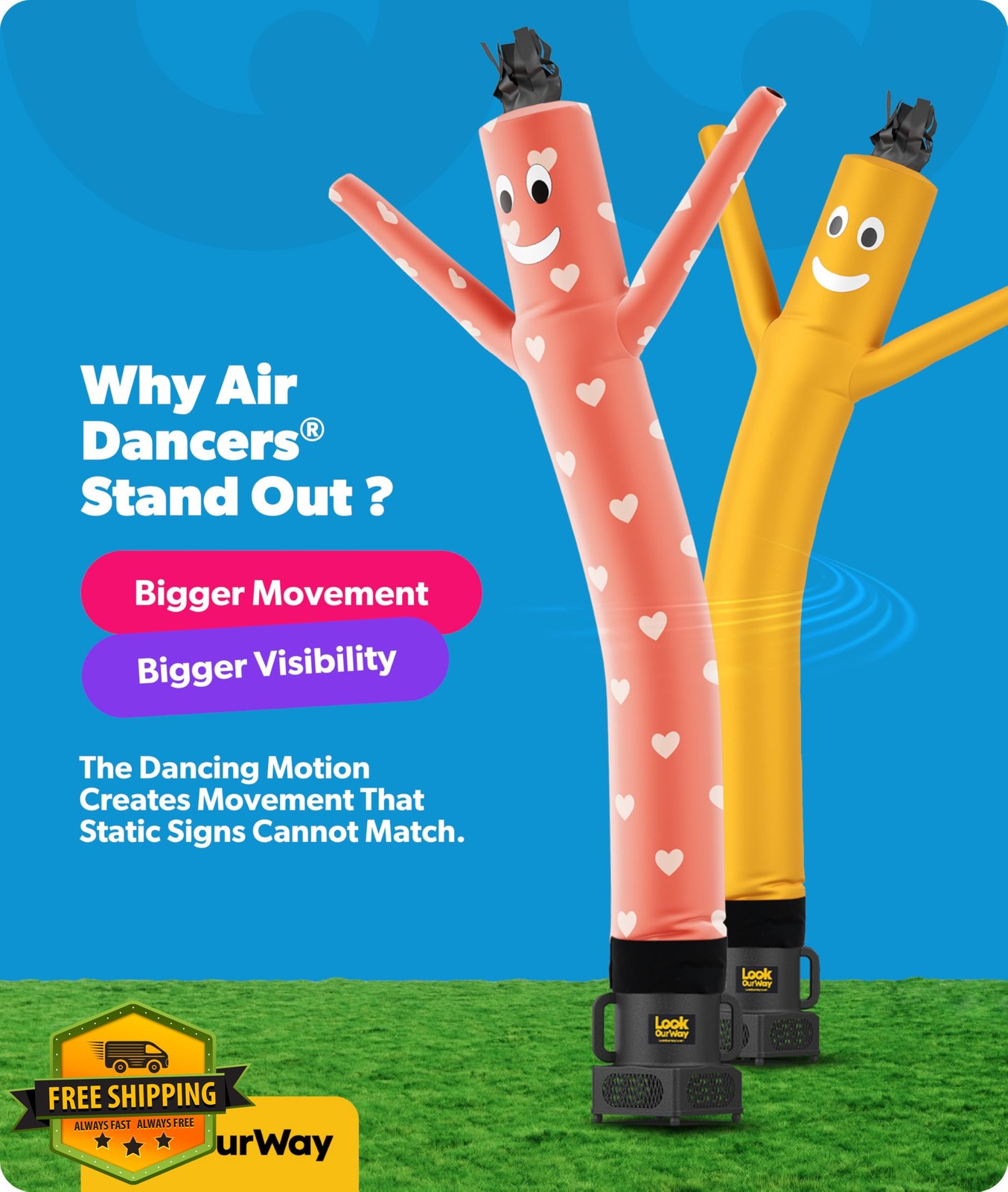 LookOurWay Pink 7ft Attachment Air Dancer