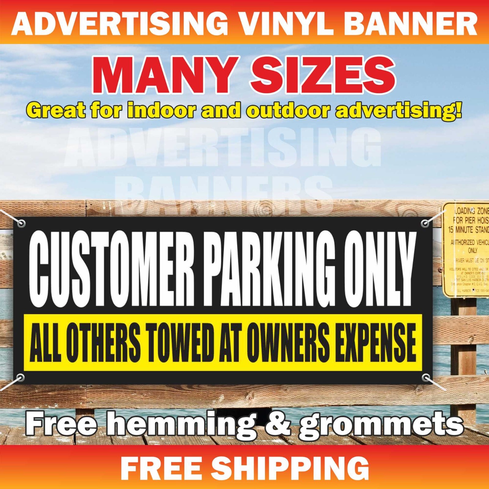 CUSTOMER PARKING ONLY Advertising Banner Vinyl Mesh Sign Welcome Car Storage