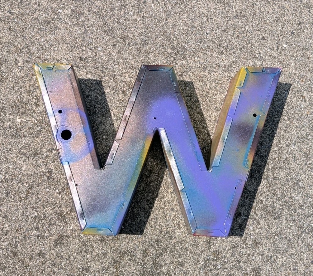 Multicolored Steampunk Reclaimed 3D Marquee Sign Letter ” W or M ” Metal