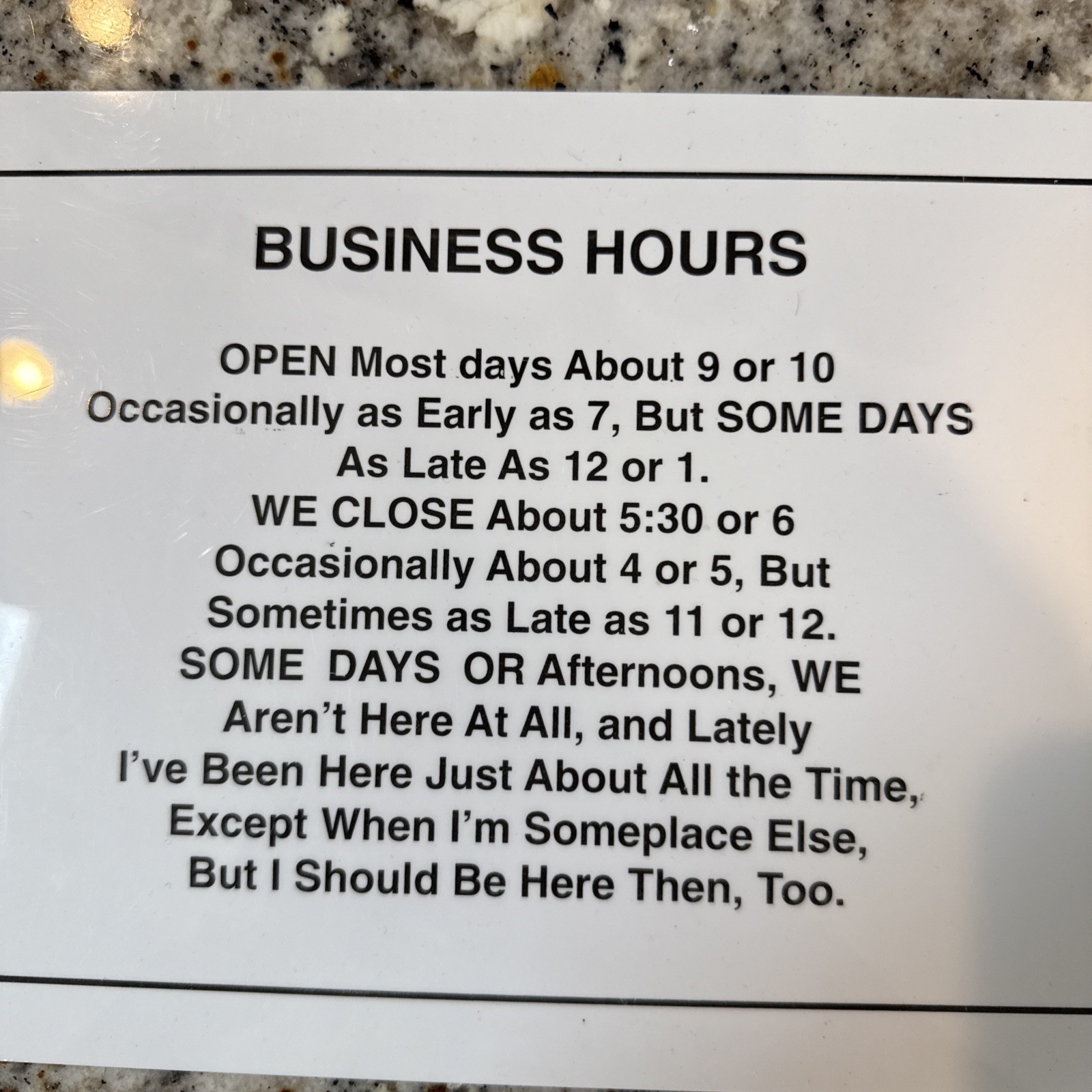Business Hours Humorous Door Sign