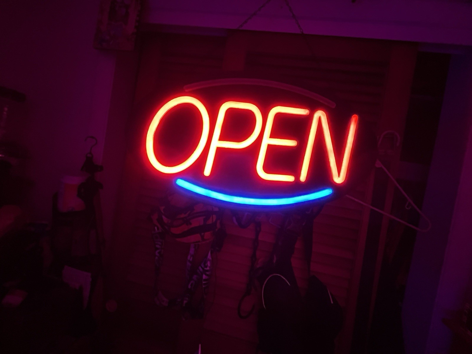 Neon Illuminated Hanging Red Blue Business Open Sign