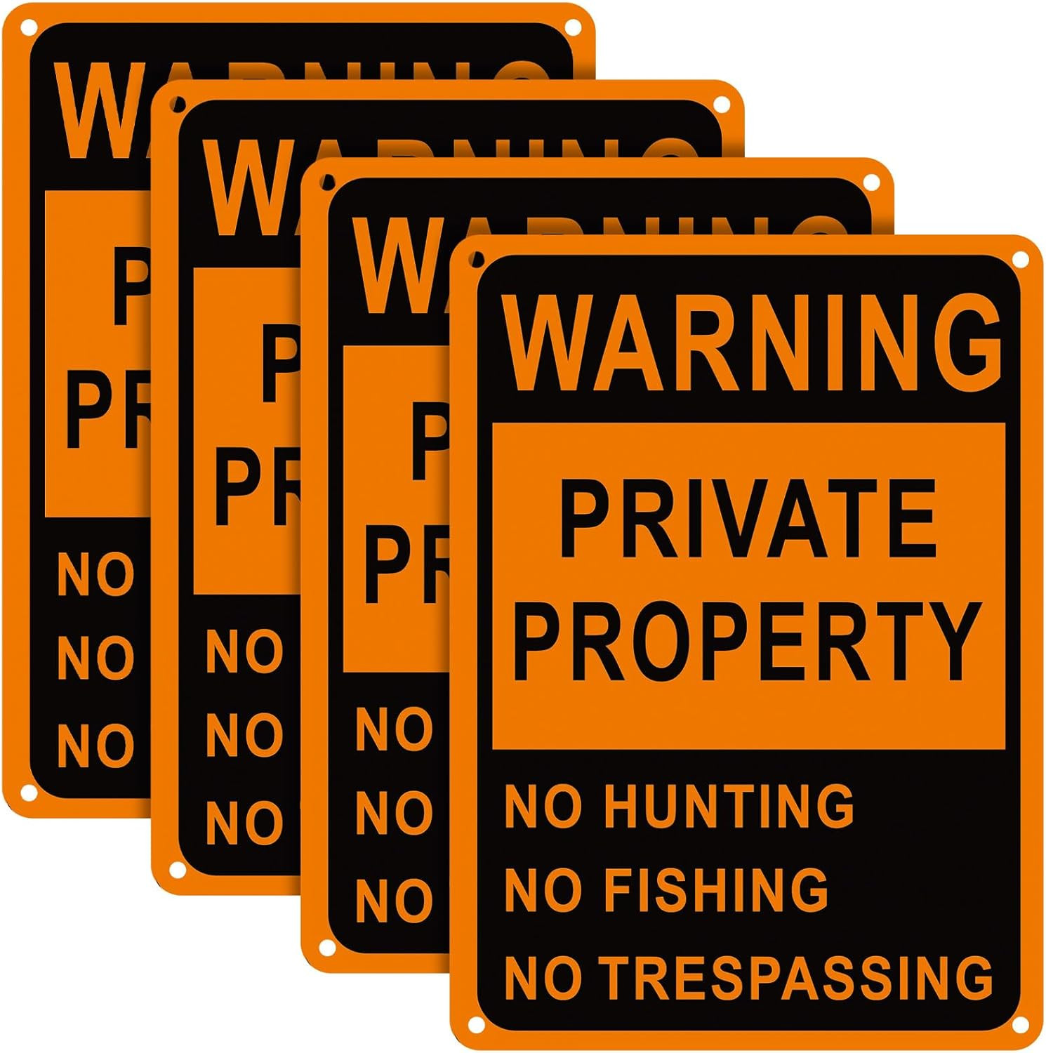 No Trespassing No Hunting Sign 4 Pack 10×7 Ref Aluminum Private Property Warning
