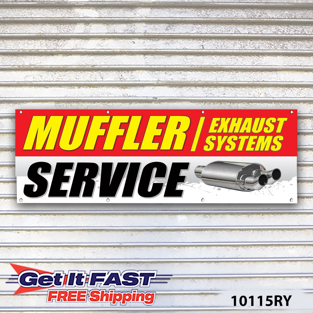 Muffler Service Banner Sign Auto Repair Tire Dealer Service Bay Garage