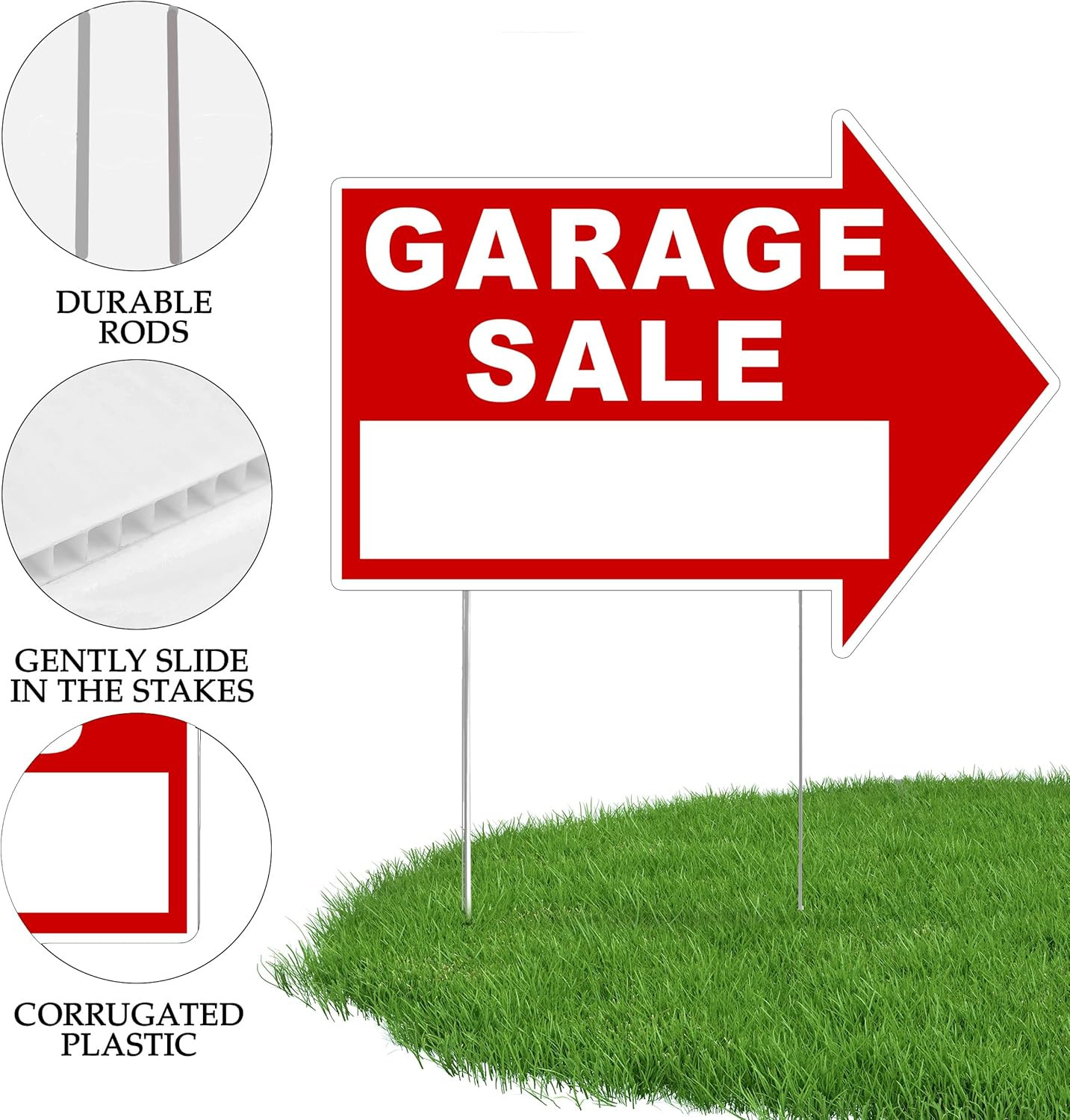 Large Huge Garage Sale Yard Sale Arrows Yard Sign Double Sided with Stake Large