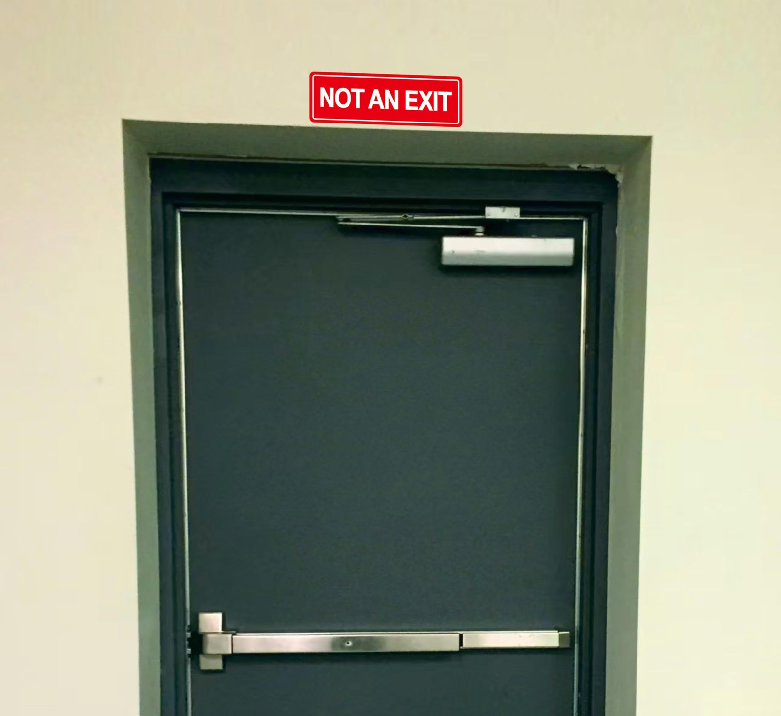 Not An Exit Sign Red Premium Frosted Acrylic 9×3 Inch Self Adhesive Plaque