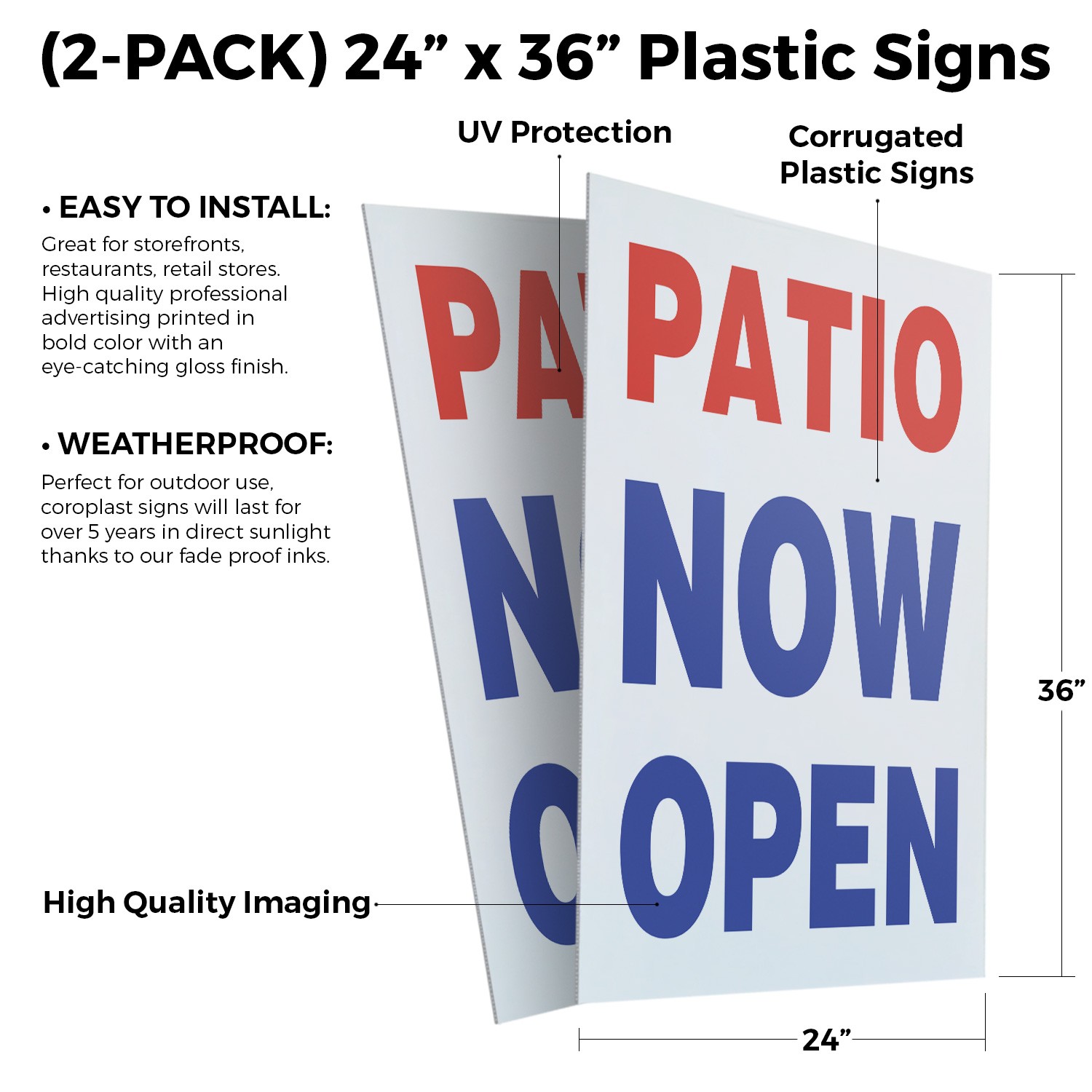 Patio Now Open Heavy Duty A-Frame Sidewalk Sign Restaurant Outdoor Dining Enjoy