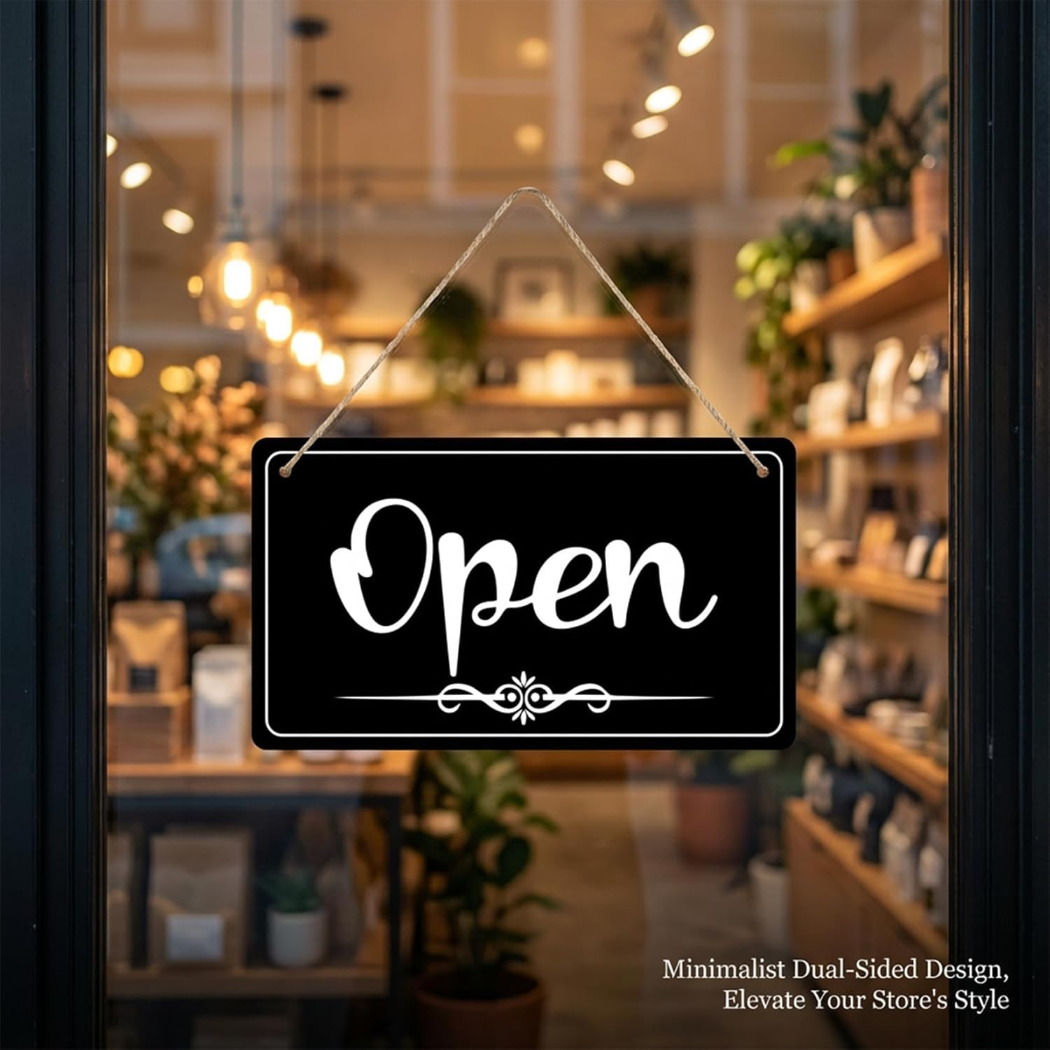 Open Signs – Double Sided Open Closed Sign Business Hours Hanging with Rope Hour