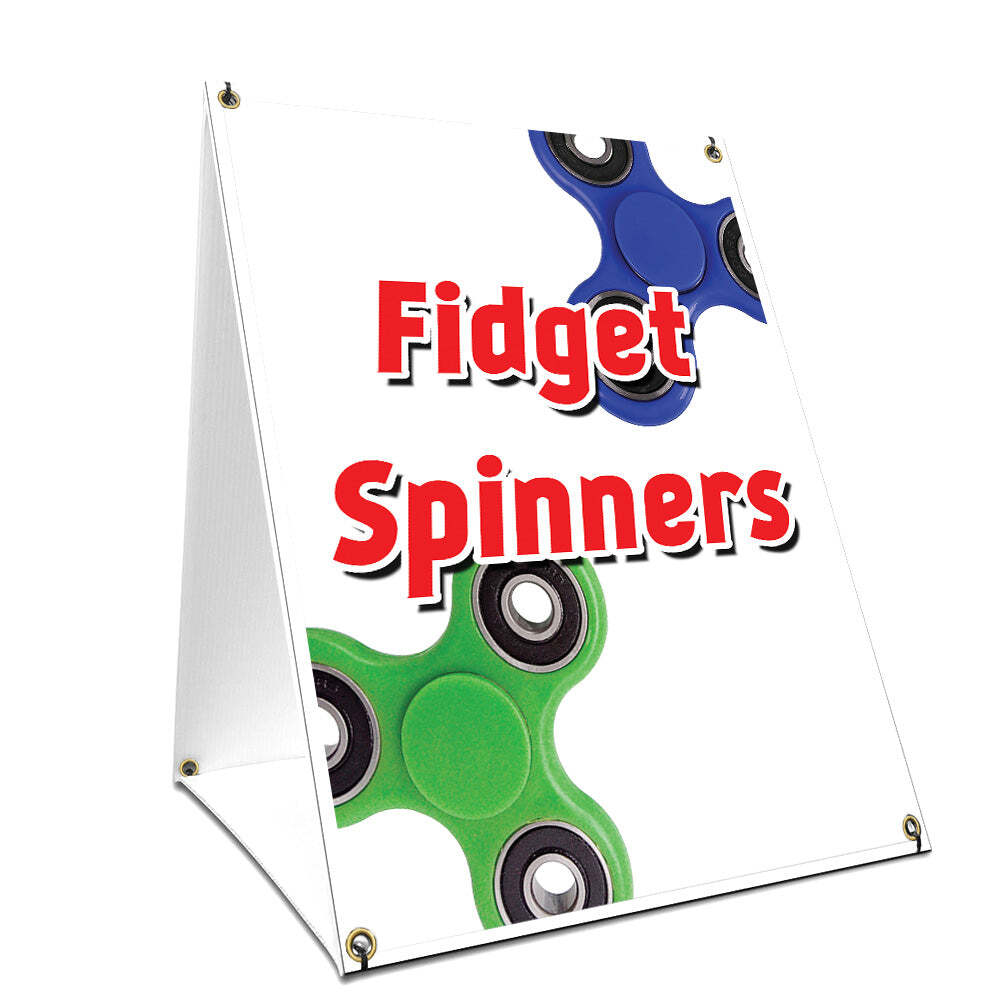 A-frame Sidewalk Sign Fidget Spinners With Graphics On Each Side