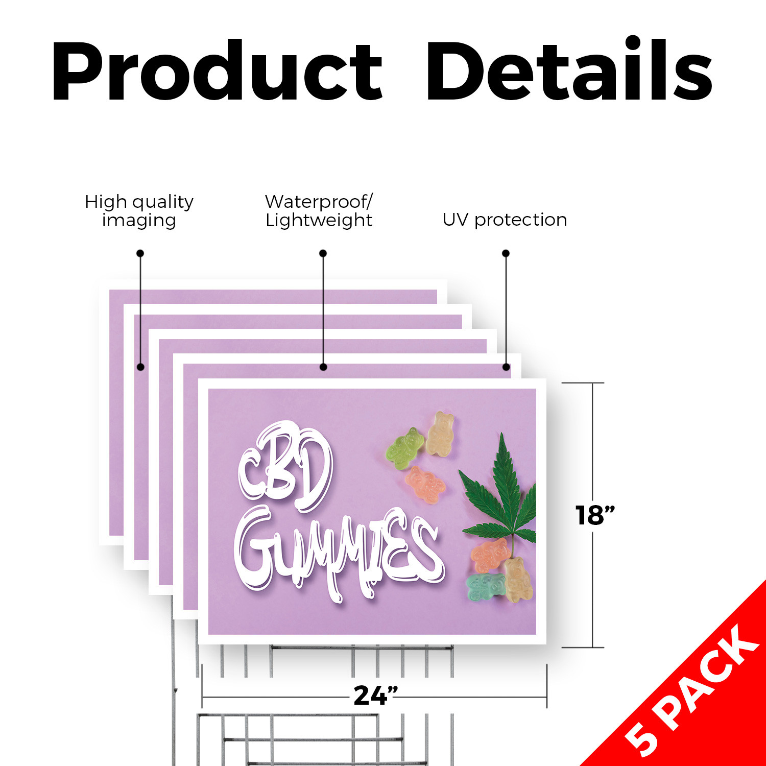 CBD Gummies Yard Sign Delicious Edibles, Wellness Products, Health Benefits