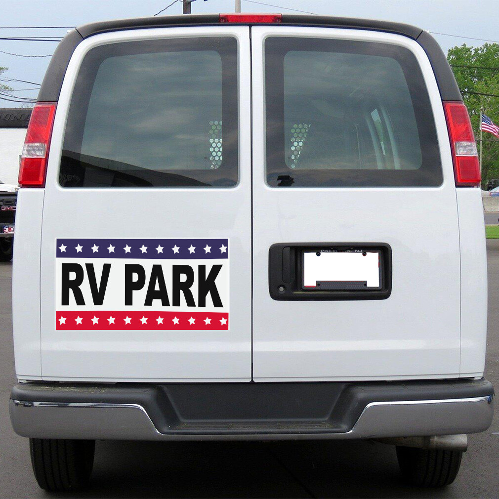 Car Magnet Set of 2 Rv Park Black Red Blue Car Advertising Industrial Sign