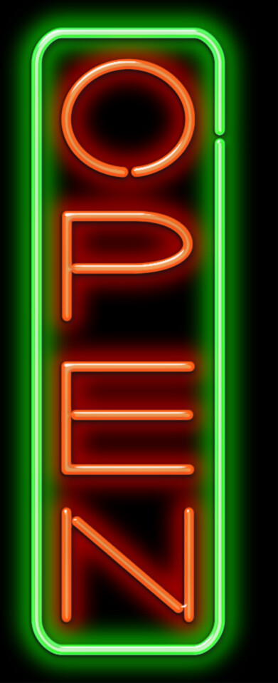 Vertical Deluxe Open Neon Sign REAL Neon Window Sign Ready to Ship Now