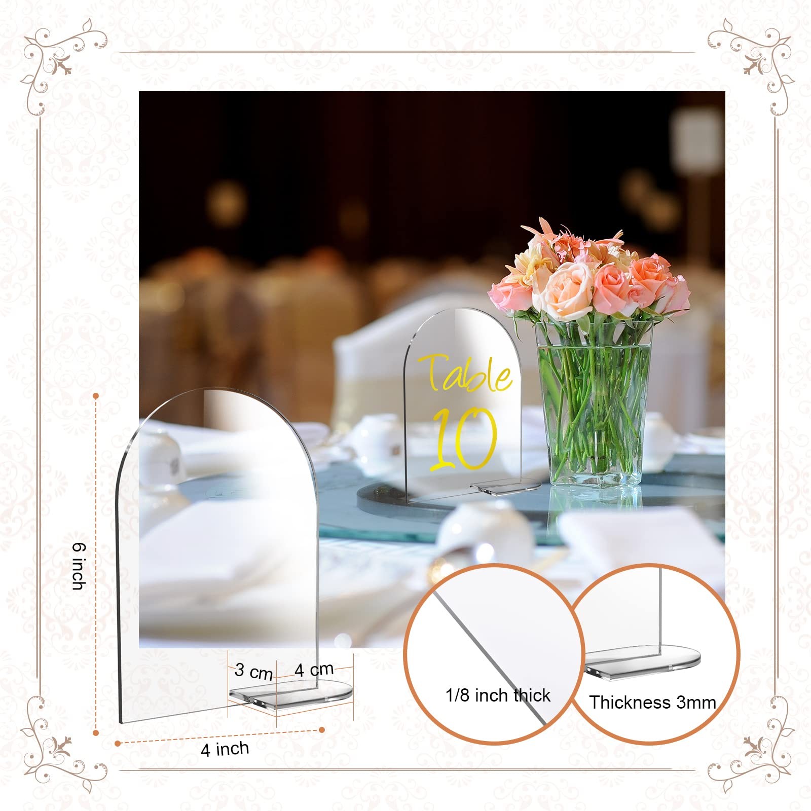 Clear Arch Acrylic Sign Stand Holder Blank Arched Wedding Decor 4×6 In 25 PCS