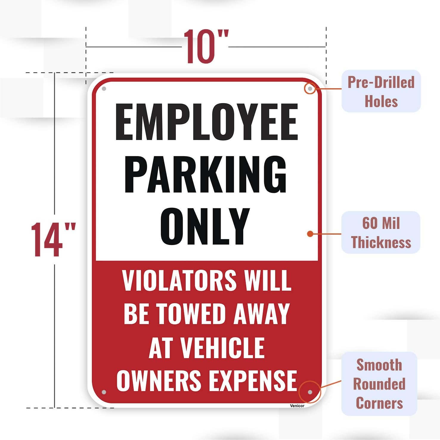 Employee Parking Sign 14×10 Inch Aluminum Staff Parking Only Metal 2 PCS