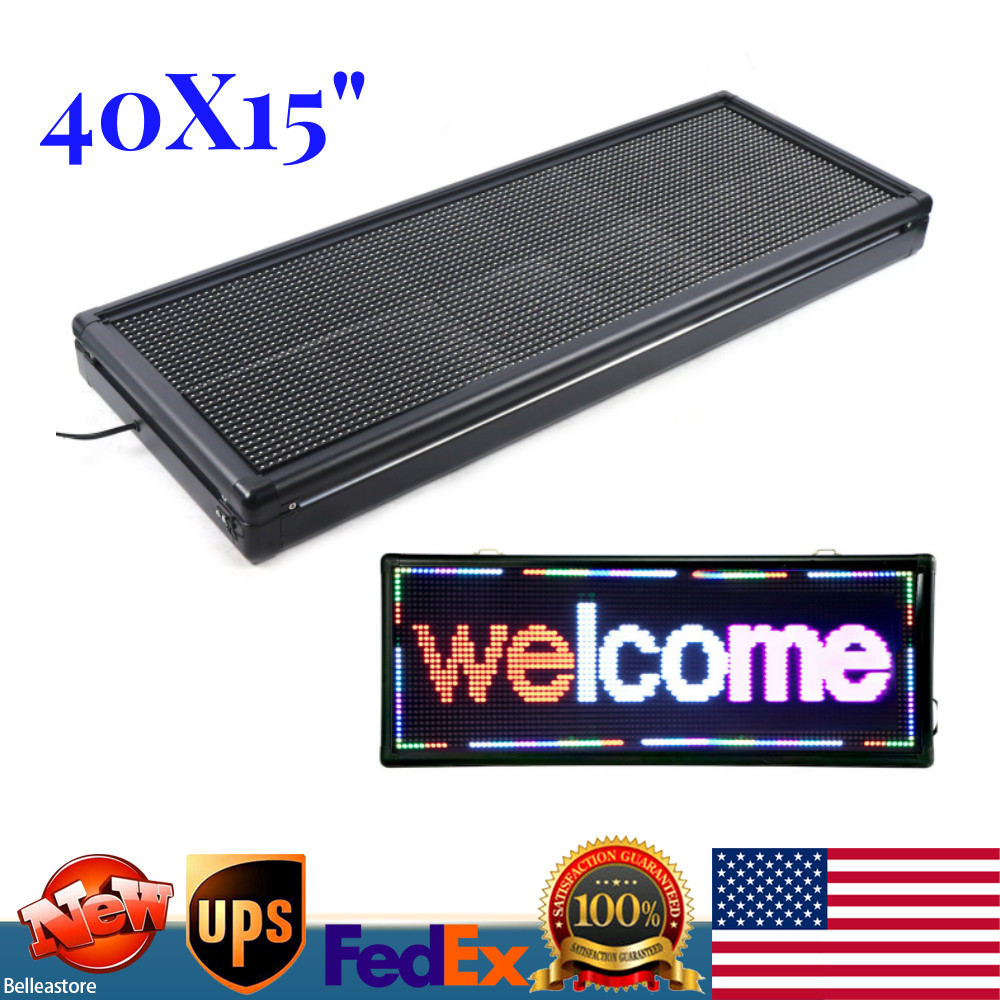 LED Sign 40X15″ 3Color Programmable Scrolling Message Display Board Advertising