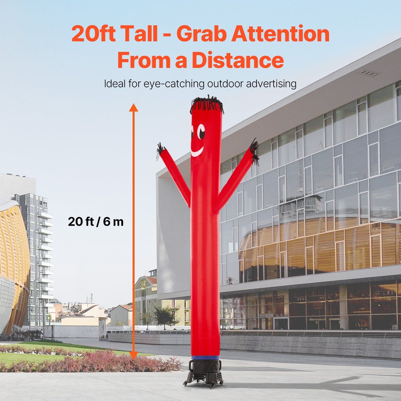 20ft Vibrant Red Inflatable Dancing Tube Guy + 1HP Blower Kit