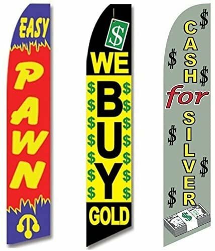 3 Swooper Flags Cash For Silver Easy Pawn Shop Welcome We Buy Gold