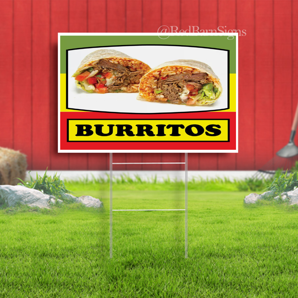 Food Truck Burritos Restaurant & Food Concession Yard Sign