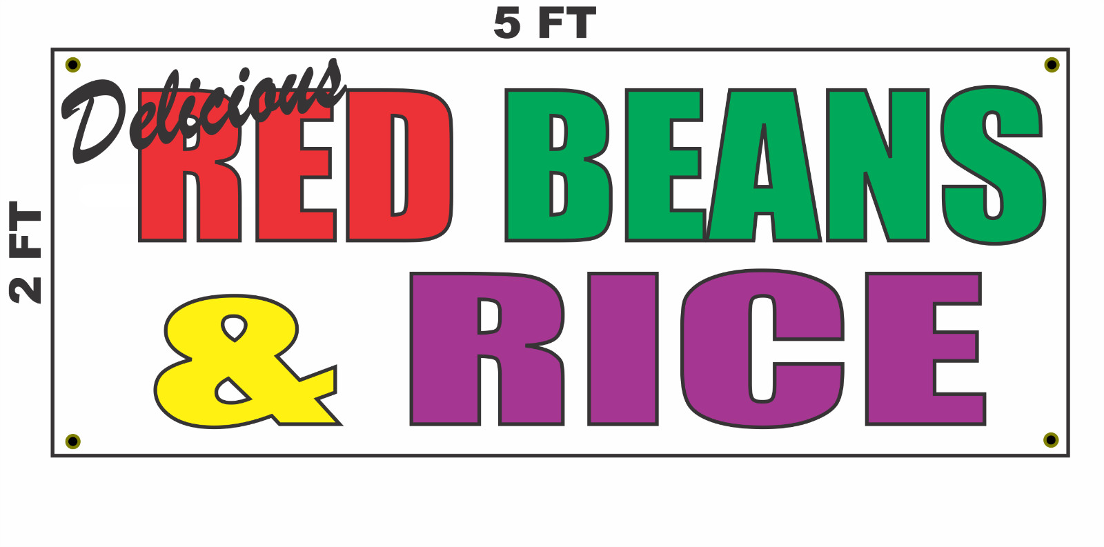 Delicious Red Beans and Rice Banner Sign NEW 2×5