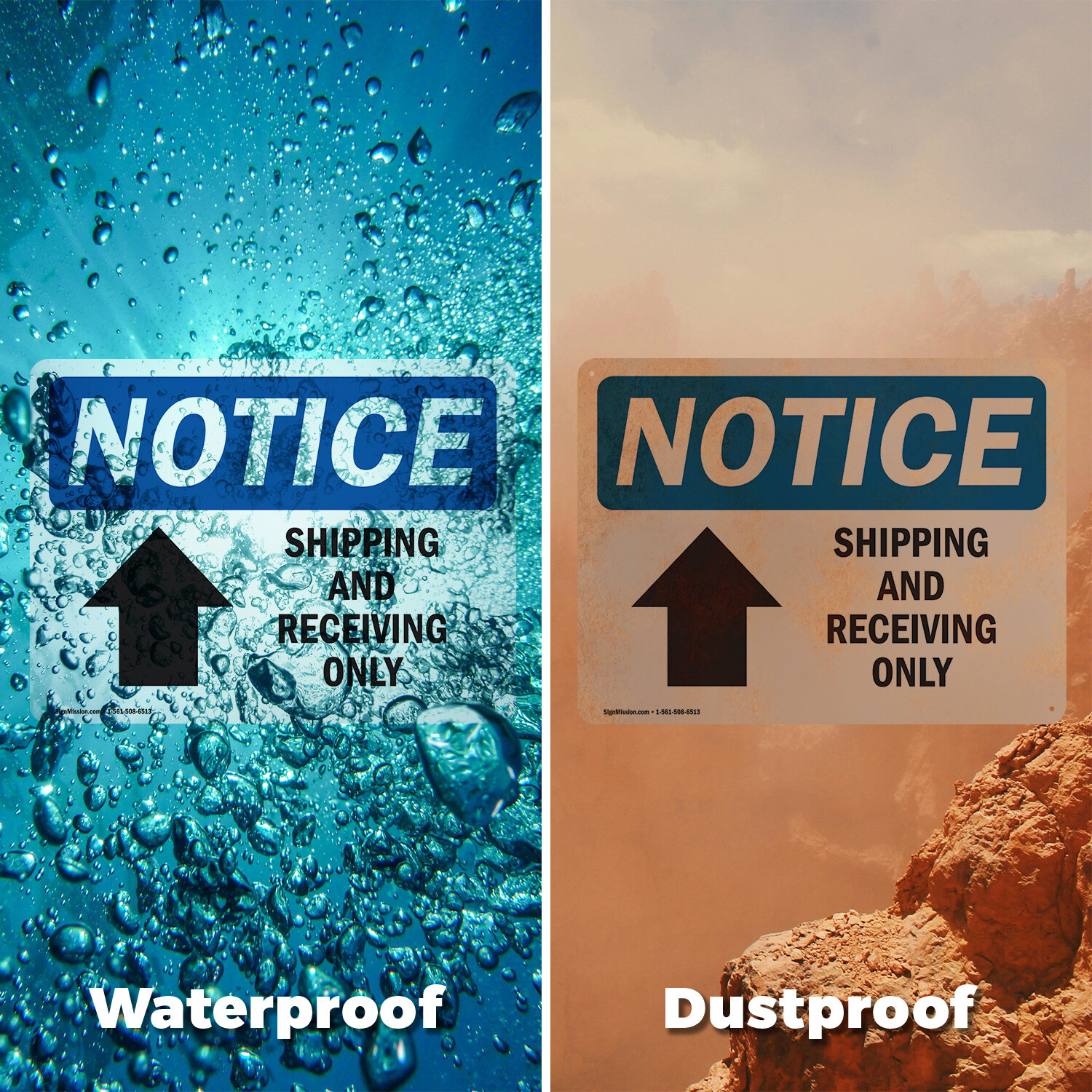 (2 Pack) Shipping And Receiving Only [Up Arrow] OSHA Notice Sign Decal Metal
