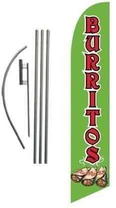 Burritos Mexican Food Advertising Feather Banner Swooper Flag Sign with Flag…