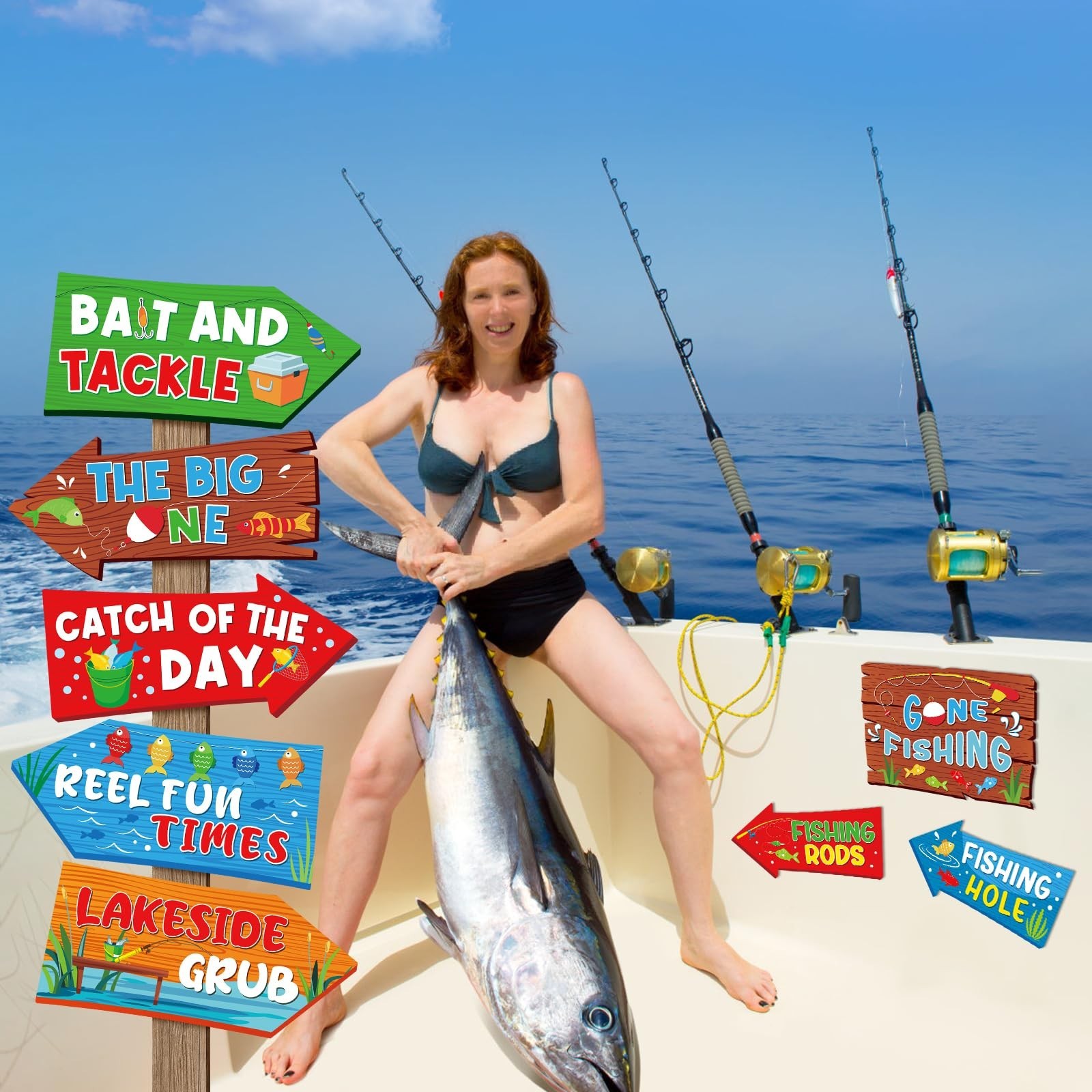 20 Pcs Gone Fishing Sign Gone Fishing Birthday Party Decorations Photo Booth …