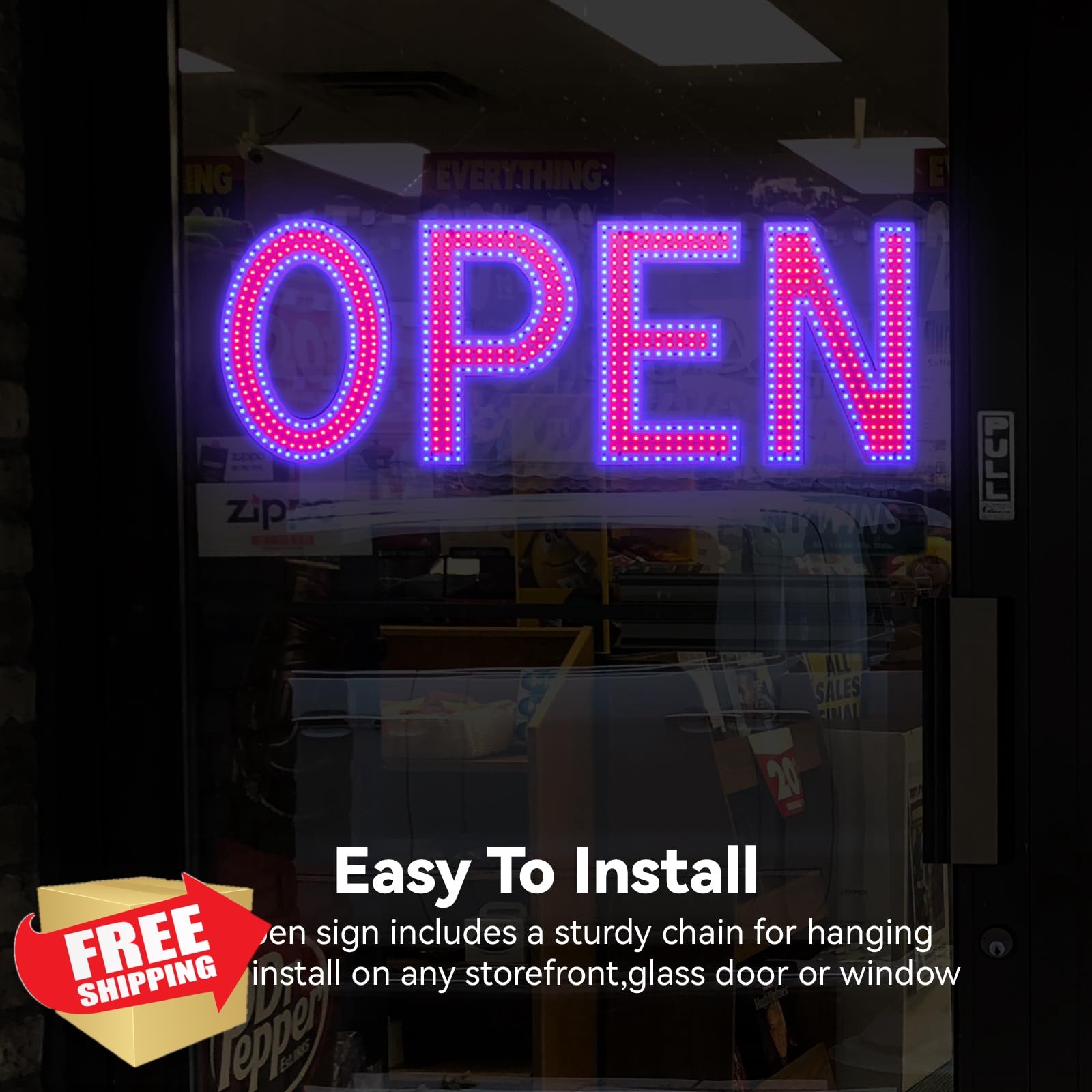Thirdpolite 48″x17″ Red and Blue LED Open Sign