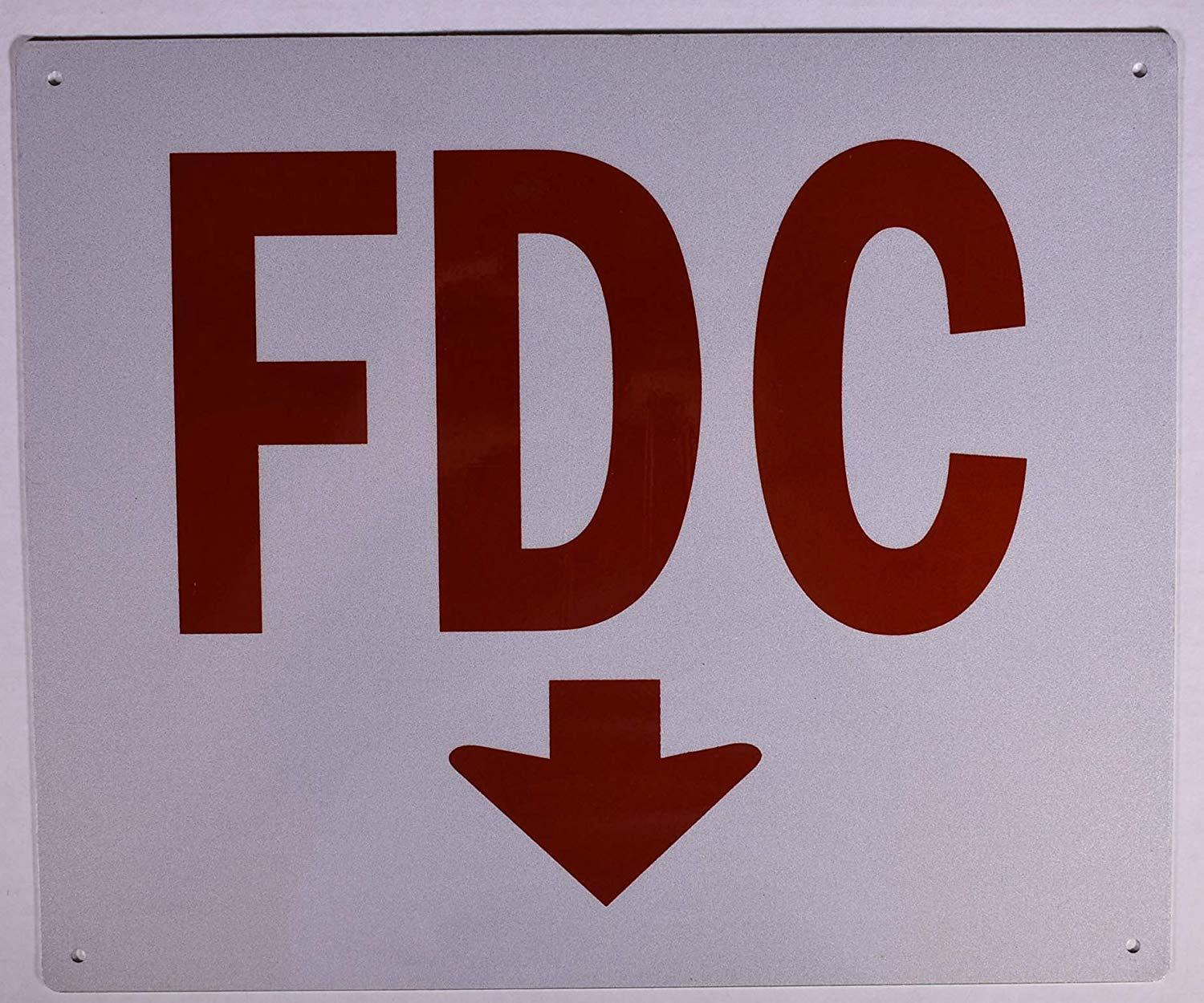 FDC Arrow Down Sign (Aluminum Reflective, White 10×12)-fdc sign -REF24-1027
